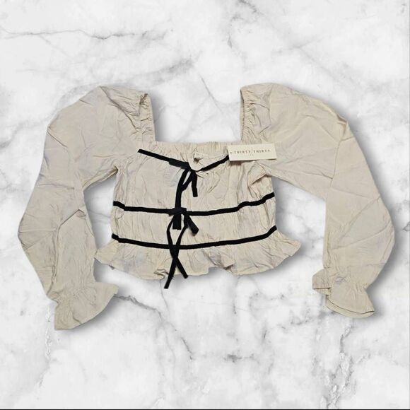 Thirty Thirty Size Medium Long Sleeve Bow Top - Picture 1 of 3
